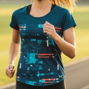 Under Armour Blue and Red Patterned Tee